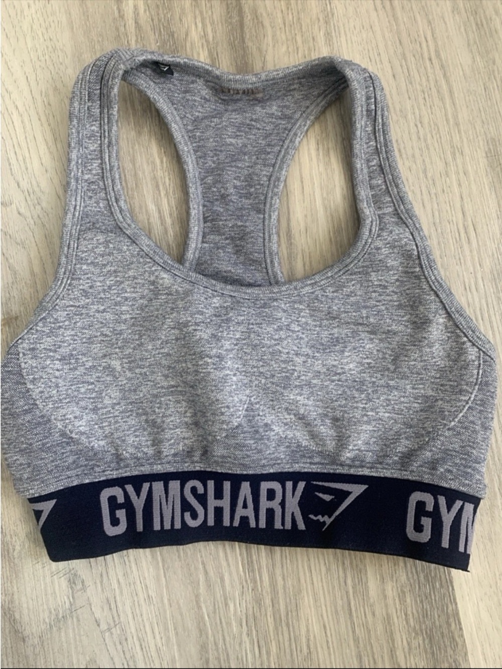 Gymshark Flex Marl Heathered Grey Navy Racerback Sports Bra